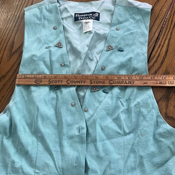 Vintage Hampton Western Prairie Style Vest with Turquoise Silver Accents-Size 12 - Picture 9 of 9